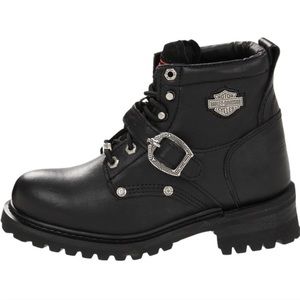 Harley Davidson Faded Glory Old School Black Leather Laced Riding Moto Boots